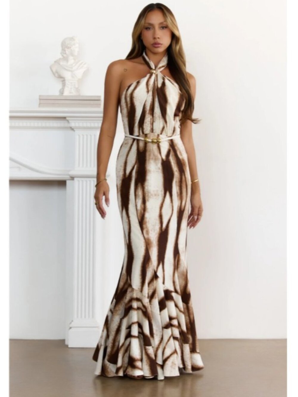 Hello Molly Wild Soul Halter Maxi Dress Brown